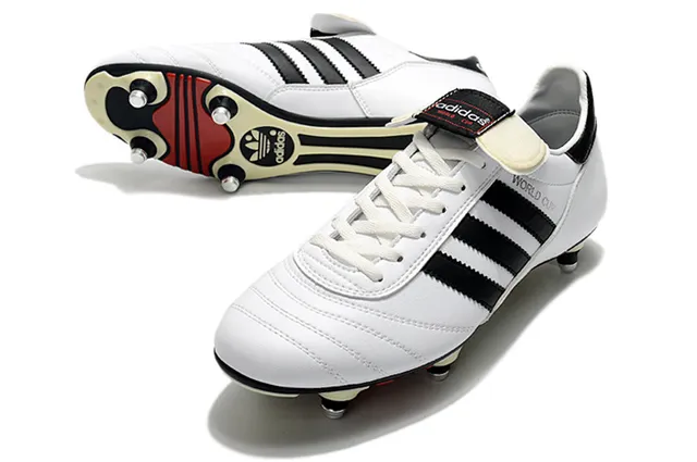 Adidas Noir Blanc Cuero Superior Trois Rayures Terrain Firme Chaussures de Football 10