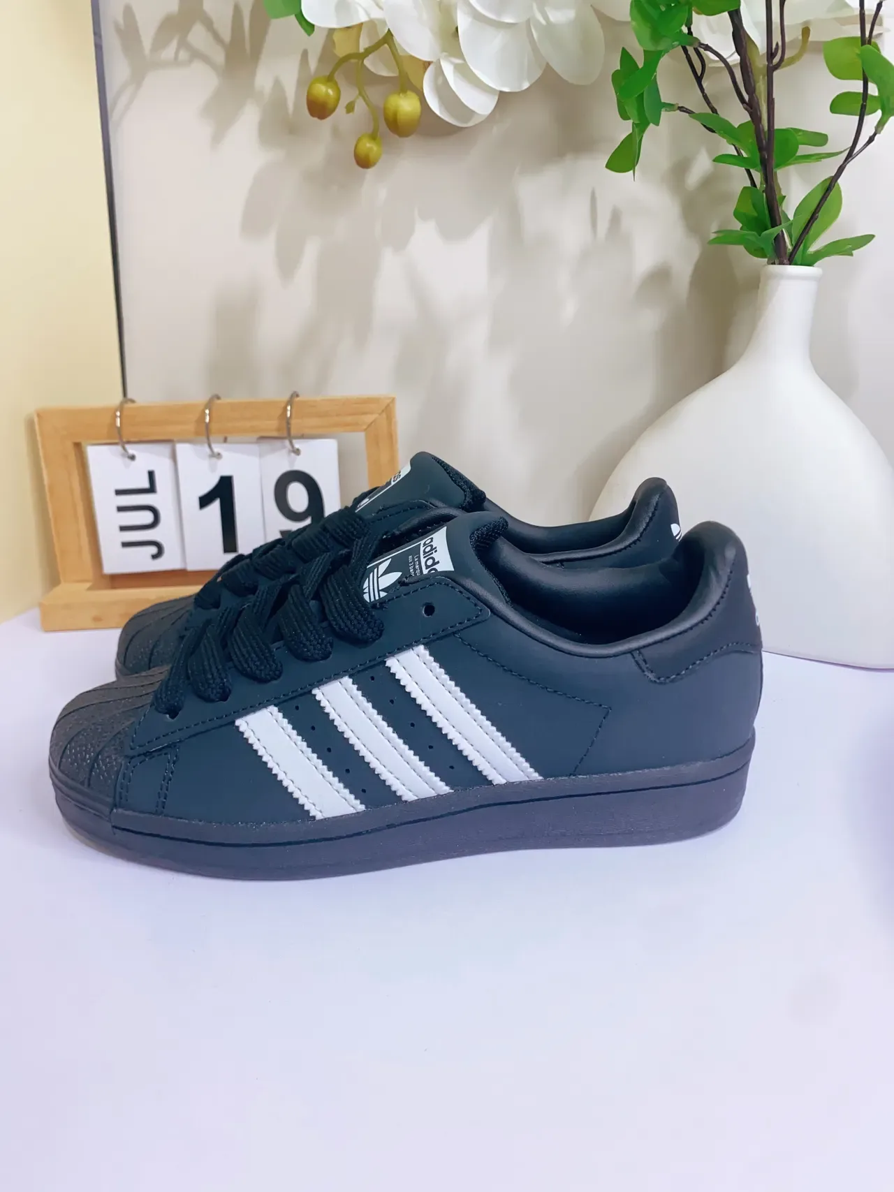 Adidas Black White Low-Top Shell-Toe Lifestyle Sneakers 3