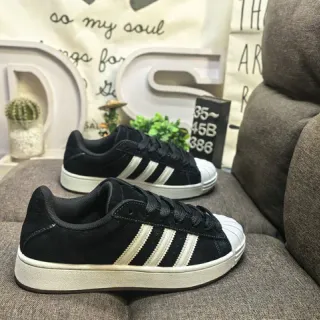 Adidas Black White Low-Top Suede Upper Lifestyle Sneakers