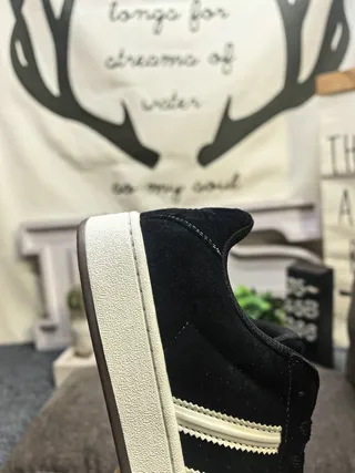 Adidas Black White Low-Top Suede Upper Lifestyle Sneakers 3