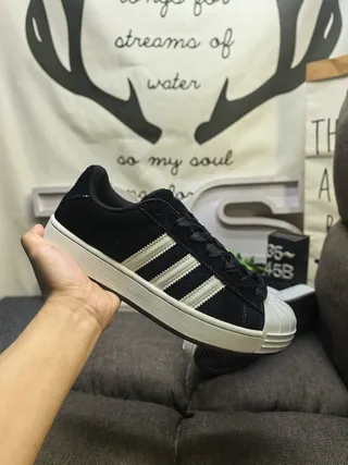 Adidas Black White Low-Top Suede Upper Lifestyle Sneakers 5