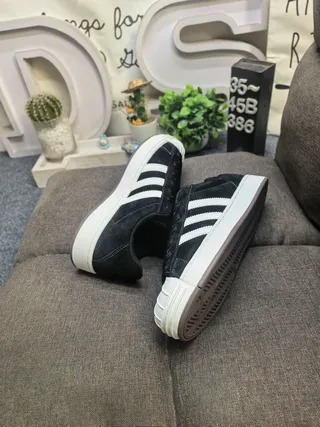 Adidas Black White Low-Top Suede Upper Lifestyle Sneakers 6