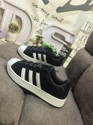 Adidas Black White Low-Top Suede Upper Lifestyle Sneakers 7