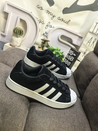 Adidas Black White Low-Top Suede Upper Lifestyle Sneakers 9