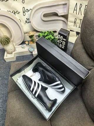 Adidas Black White Slip-On Leather Upper Loafer 3