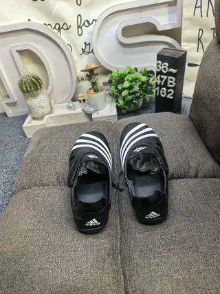 Adidas Black White Slip-On Leather Upper Loafer 8