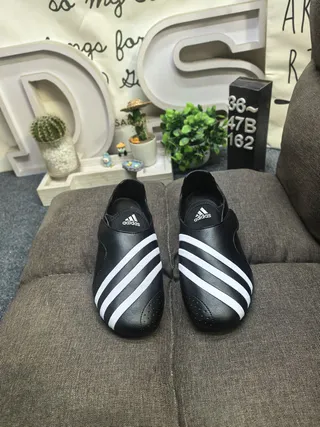 Adidas Black White Slip-On Leather Upper Loafer 10