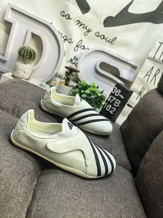 Adidas Black White Slip-On Leather Upper Loafer 19