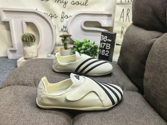 Adidas Black White Slip-On Leather Upper Loafer 21