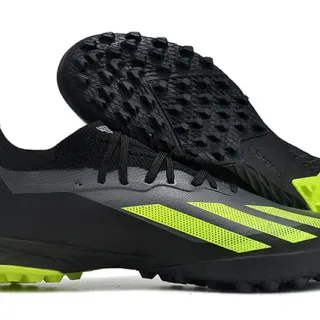 Adidas काला पीला लो-प्रोफाइल बुनाई ऊपरी असममित लेसिंग प्रणाली टर्फ फुटबॉल जूते