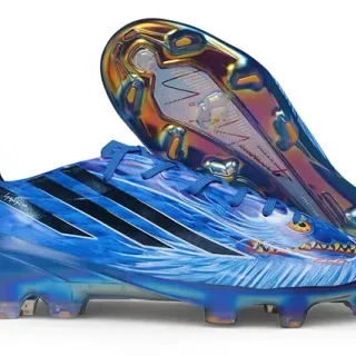 Adidas Blue Black Iridescent Synthetic Upper Three-Stripe Branding Firm-Ground Soccer Shoes