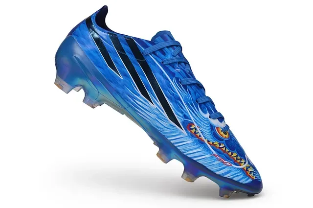 Adidas Sapatos de Futebol Azul Negro Iridiscent Sintético com Três Listras para Ground Firme 2