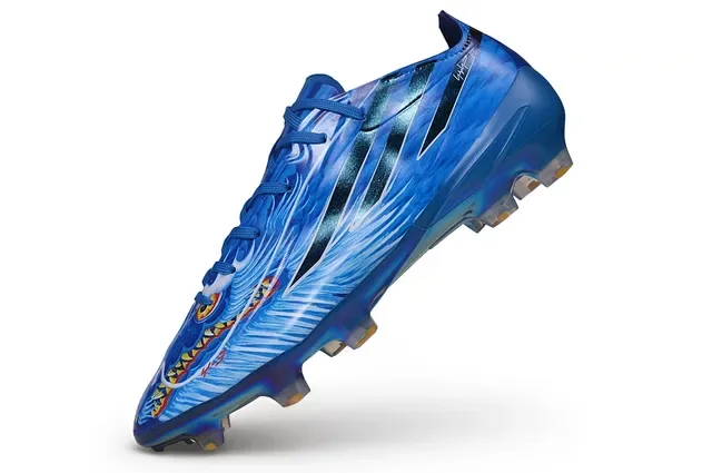 Adidas Sapatos de Futebol Azul Negro Iridiscent Sintético com Três Listras para Ground Firme 3