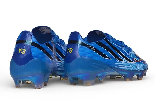 Adidas Sapatos de Futebol Azul Negro Iridiscent Sintético com Três Listras para Ground Firme 5