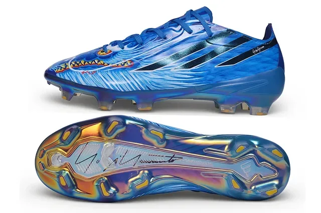 Adidas Sapatos de Futebol Azul Negro Iridiscent Sintético com Três Listras para Ground Firme 6