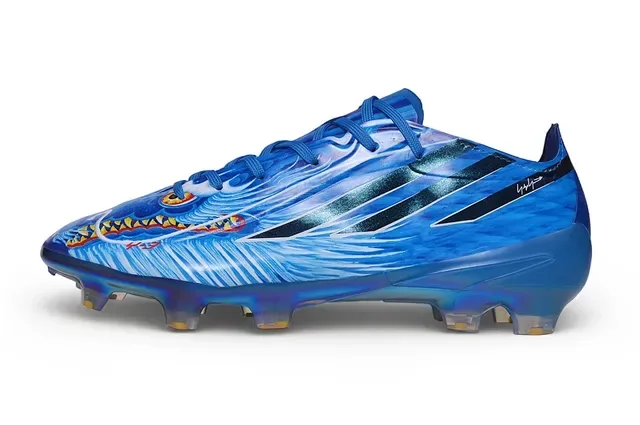 Adidas Sapatos de Futebol Azul Negro Iridiscent Sintético com Três Listras para Ground Firme 7