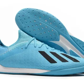 Adidas Blue Black Knit Upper Three Stripes Indoor Soccer Shoes