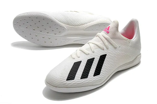 Adidas chaussures de soccer intérieur en knit bleu noir avec trois bandes 4