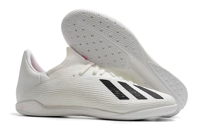 Adidas chaussures de soccer intérieur en knit bleu noir avec trois bandes 6