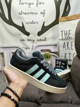 Adidas Blue Black Suede Upper Three-Stripe Side Panel Lifestyle Sneakers 5