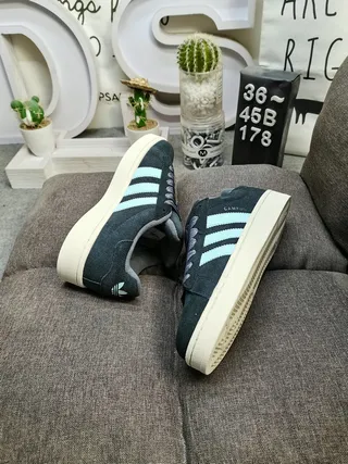 Adidas Blue Black Suede Upper Three-Stripe Side Panel Lifestyle Sneakers 6
