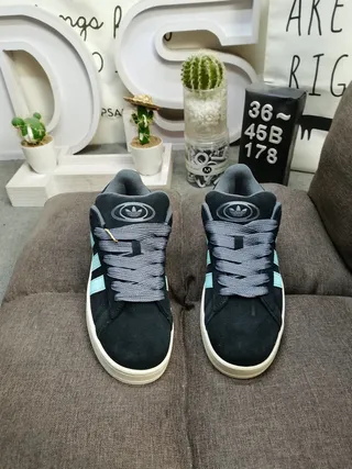 Adidas Blue Black Suede Upper Three-Stripe Side Panel Lifestyle Sneakers 10