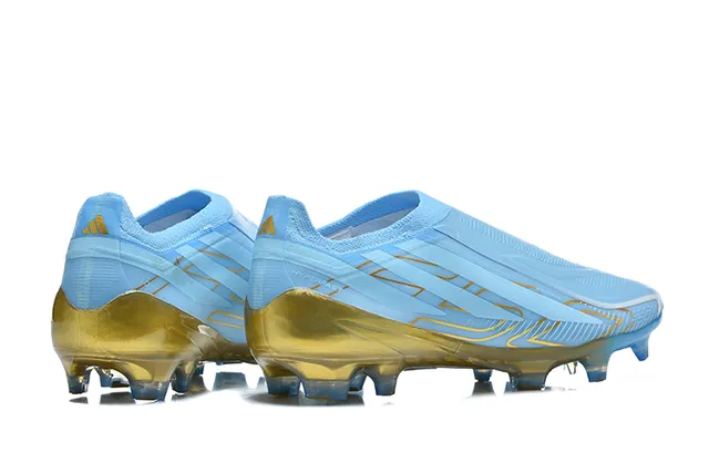 Adidas Blue Gold Laceless Sock-Fit Upper Translucent Dual-Tone Sole Firm-Ground Soccer Shoes 2