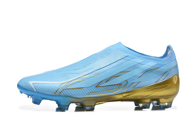 Adidas Blue Gold Laceless Sock-Fit Upper Translucent Dual-Tone Sole Firm-Ground Soccer Shoes 6