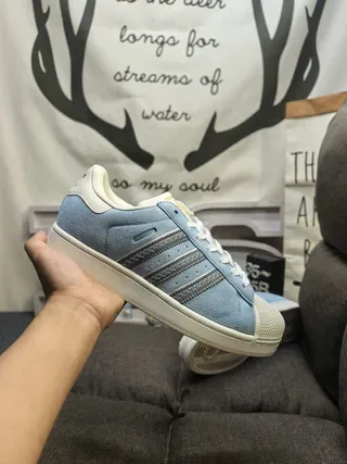 Adidas नीला भूरा शेल-टू सuede अपर लाइफस्टाइल स्नीकर 5