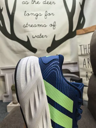 Adidas Blue Green Knit Upper Three-Stripe Side Panel Running Shoes 3