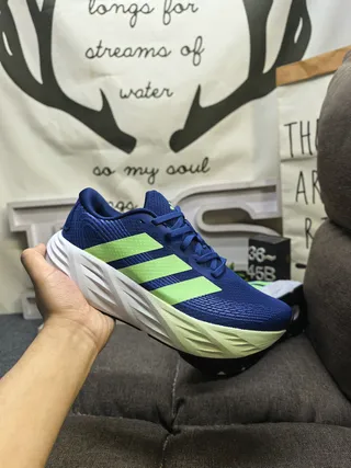 Adidas Blue Green Knit Upper Three-Stripe Side Panel Running Shoes 5