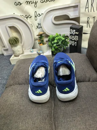 Adidas Blue Green Knit Upper Three-Stripe Side Panel Running Shoes 8
