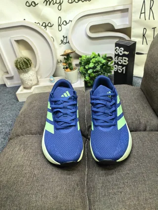 Adidas Blue Green Knit Upper Three-Stripe Side Panel Running Shoes 10