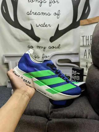 Adidas Blue Green Mesh Upper Three-Stripe Branding Running Shoes 5