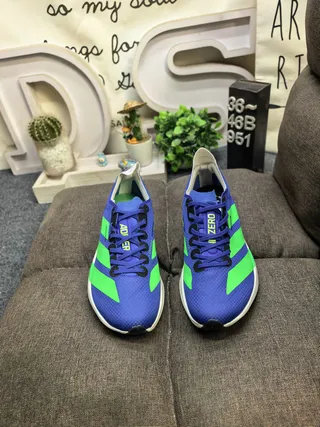 Adidas Blue Green Mesh Upper Three-Stripe Branding Running Shoes 10