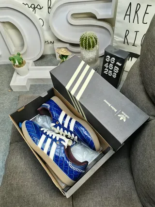 Adidas Blue White Crocodile-Embossed Upper Three Stripes Lifestyle Sneakers 3