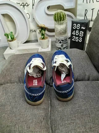 Adidas Blue White Crocodile-Embossed Upper Three Stripes Lifestyle Sneakers 8