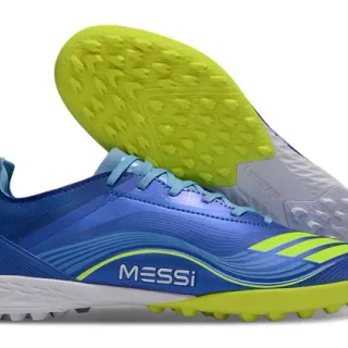 Adidas Blue Yellow Low-Cut Boot Metallic Upper Turf Soccer Shoes