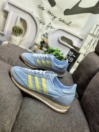 Adidas Blue Yellow Retro Runner Suede-Mesh Upper Lifestyle Sneakers 7
