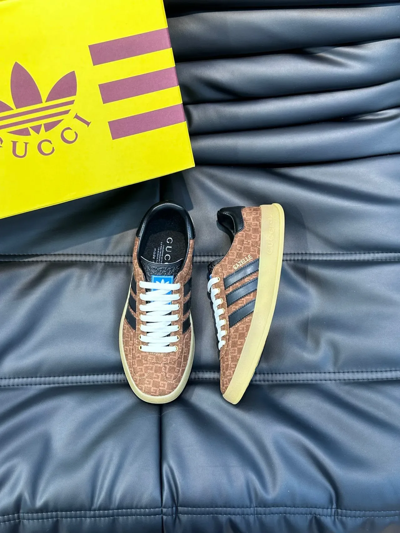 Adidas Brown Black Monogrammed Suede Three Stripes Lifestyle Sneakers 8