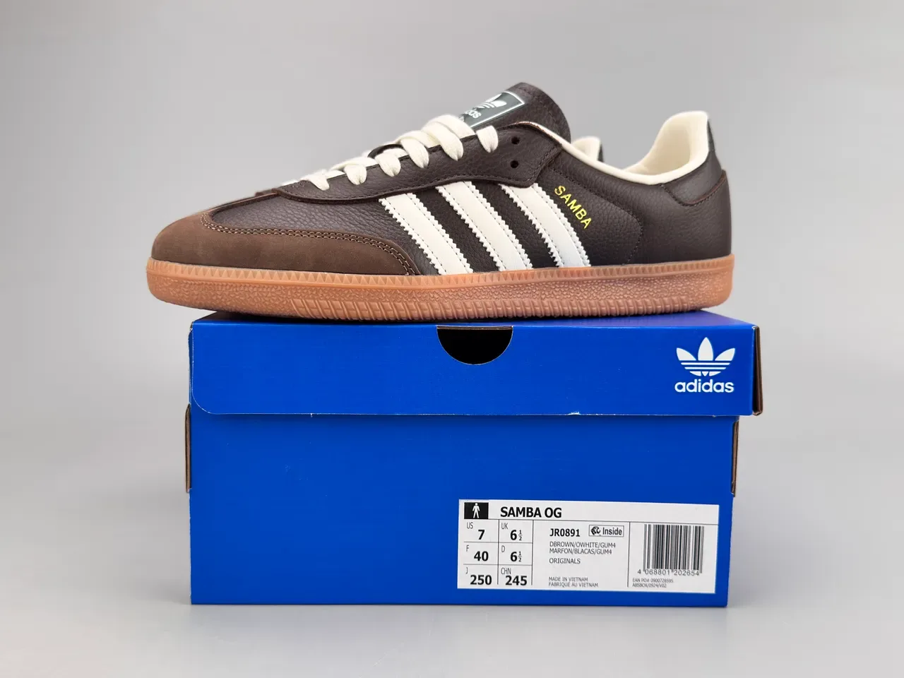 Adidas Brown White Leather Upper Three Serrated Stripes Lifestyle Sneakers 2