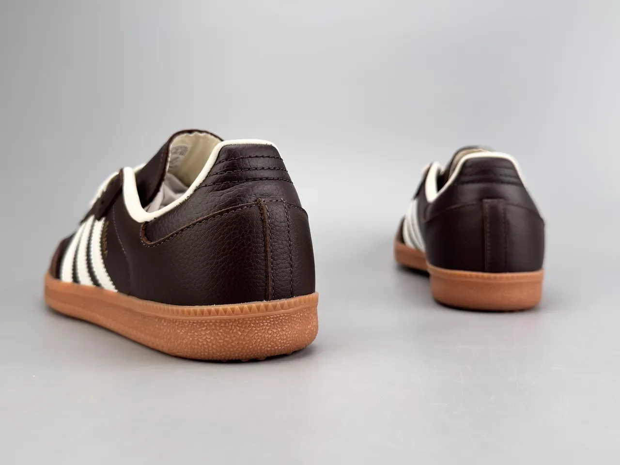 Adidas Brown White Leather Upper Three Serrated Stripes Lifestyle Sneakers 3