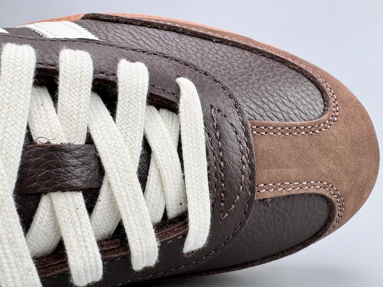 Adidas Brown White Leather Upper Three Serrated Stripes Lifestyle Sneakers 5