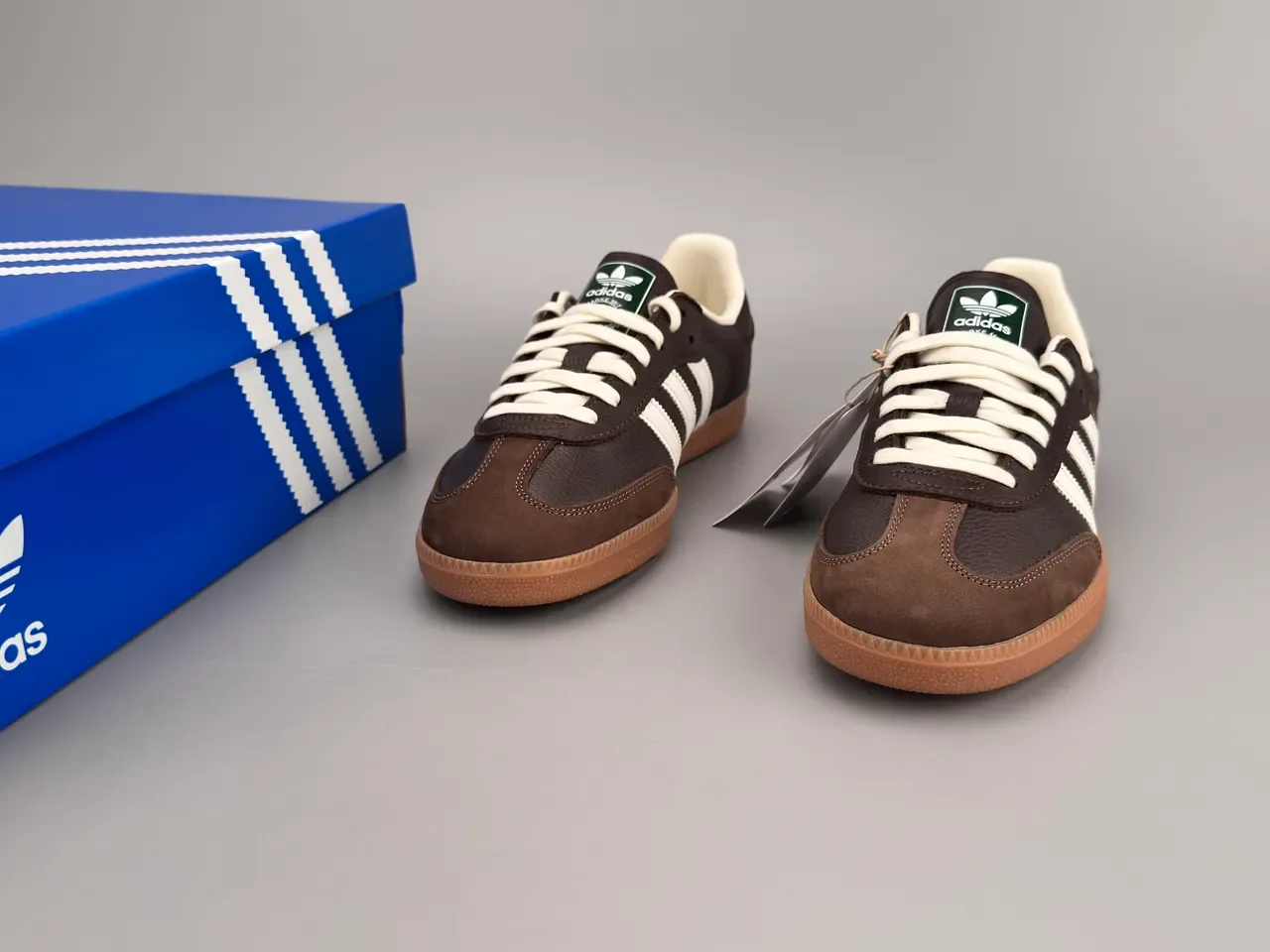 Adidas Brown White Leather Upper Three Serrated Stripes Lifestyle Sneakers 6