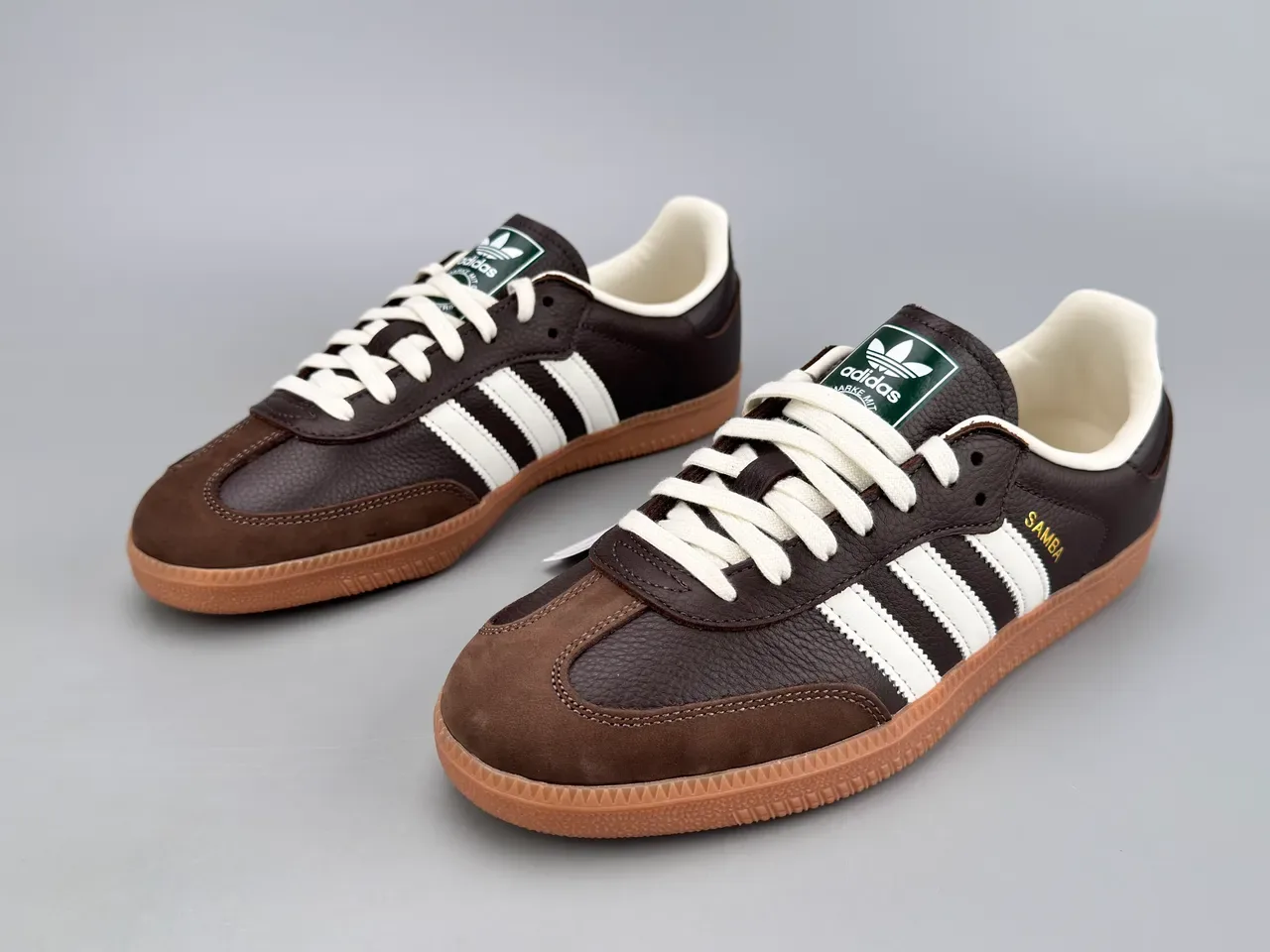 Adidas Brown White Leather Upper Three Serrated Stripes Lifestyle Sneakers 7