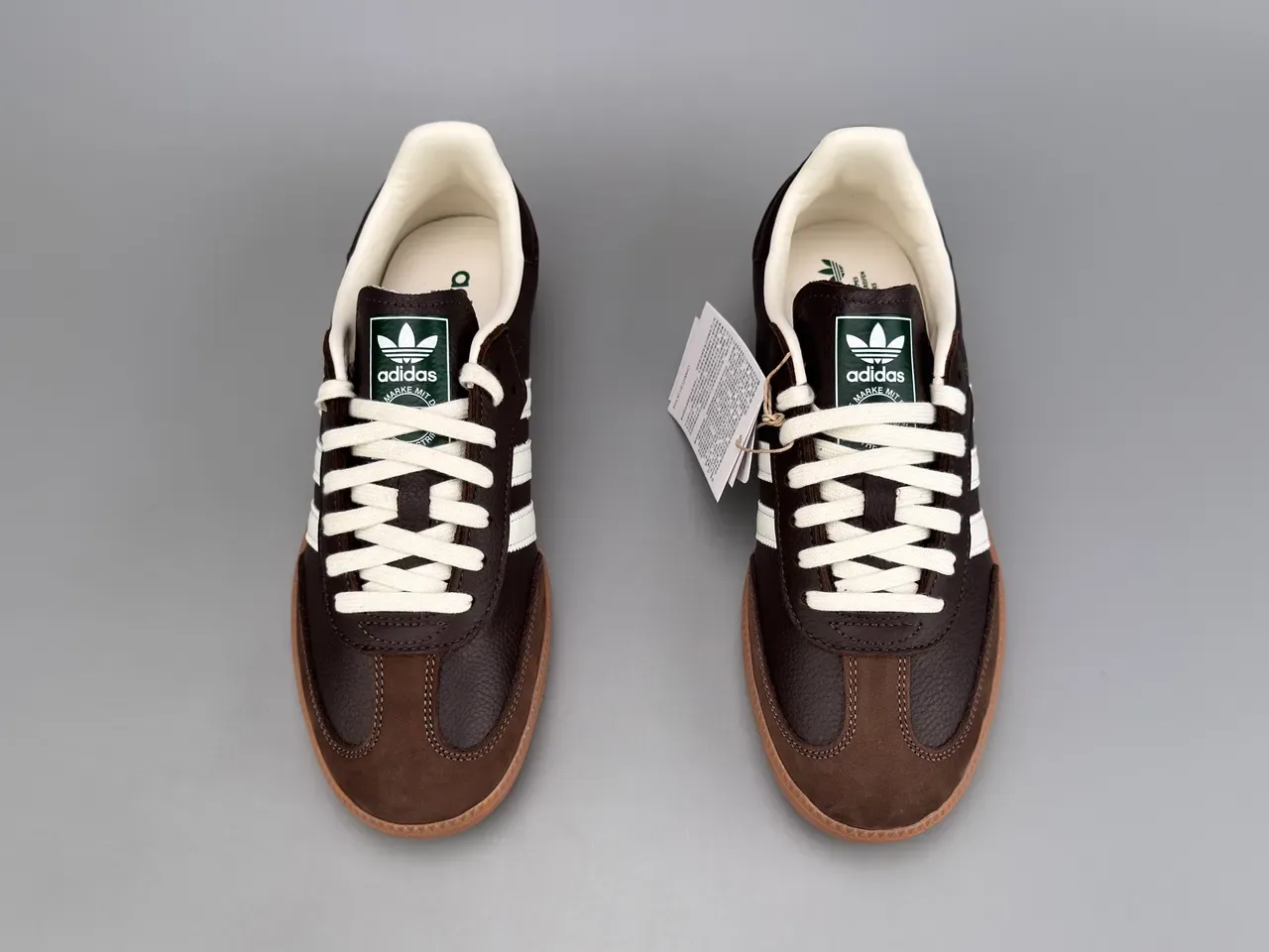 Adidas Brown White Leather Upper Three Serrated Stripes Lifestyle Sneakers 9