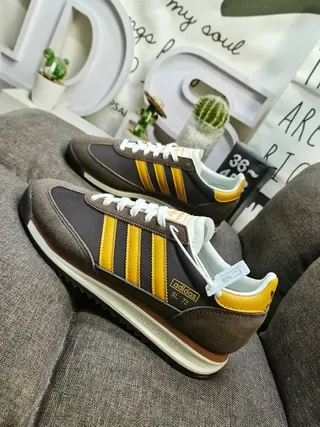 Adidas Marrom Amarelo Retro Runner Suede e Textil Parte Superior Lifestyle Sneakers 7