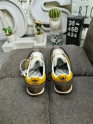 Adidas Marrom Amarelo Retro Runner Suede e Textil Parte Superior Lifestyle Sneakers 8