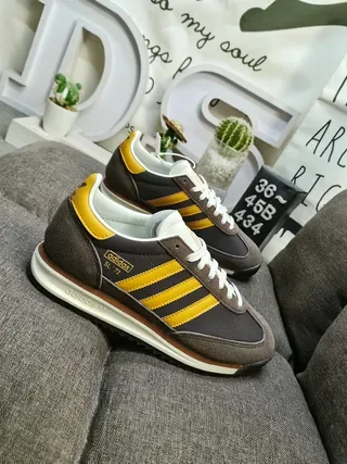 Adidas Marrom Amarelo Retro Runner Suede e Textil Parte Superior Lifestyle Sneakers 9