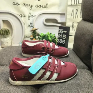 Adidas Burgundy Silver Laceless Velcro Strap Sneakers